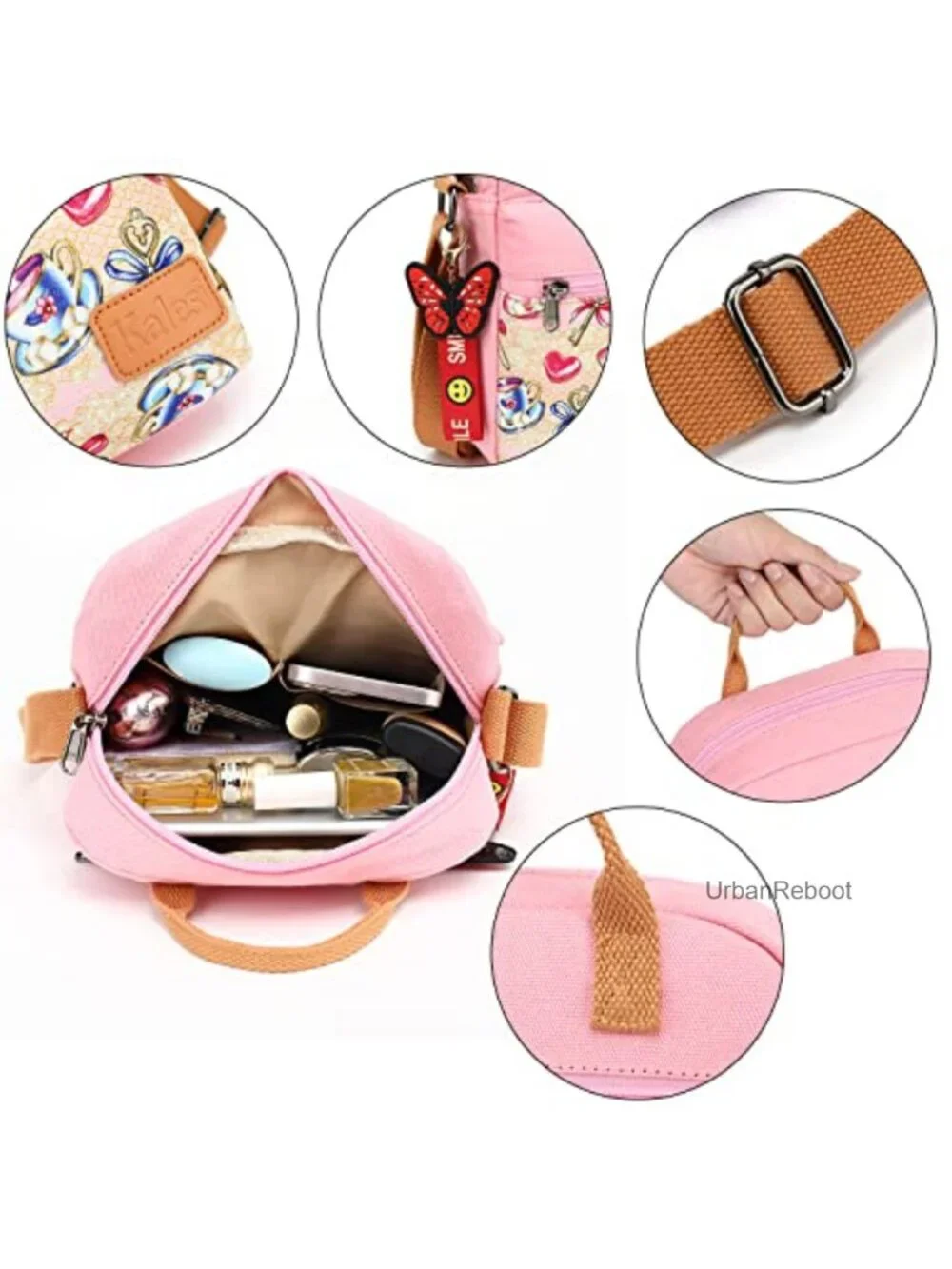 Girls Canvas Crossbody Bag Purse Set Small Messenger Bag Adjustable Strap